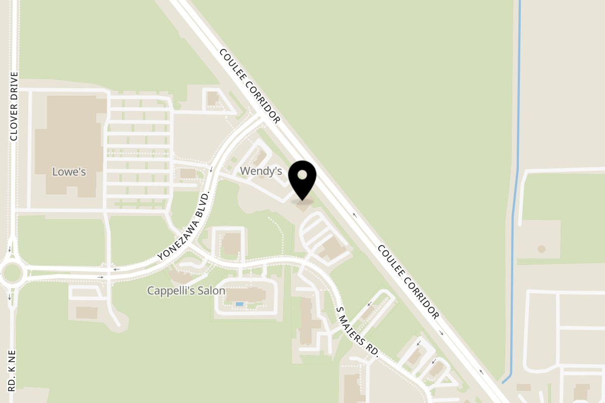 Map showing the location of Tacos El Rey Yonezawa Blvd on 1571 Yonezawa Blvd in Moses Lake